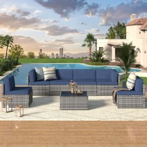 A7 Piece Rattan Outdoor Sectional Furniture Set